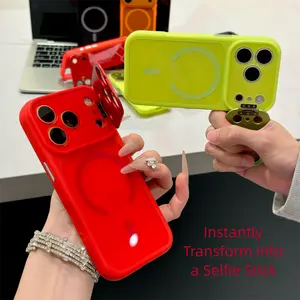New Metal Lens Bracket Magnetic Full Protection Case for iP 17 Pro Max/16/15/14/13/12 with Built-in Stand & Anti-Drop Features