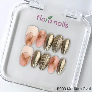 FloraNails | B003 | Medium Oval | Handmade Press-On Nails 10PCS | Acrylic, Reusable, Salon-Quality, Long-Lasting, Glossy Design