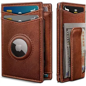 Airtag Wallet for Men- with  Clip  Boxed,  Closure Slim  Front Pocket Wallet, 4.1"x 2.8", RFID Blocking