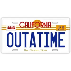 Back to The Future Replica Stamped Aluminum License Plate | Outatime | Novelty Car Tag 12x6 Inch Metal License Plates