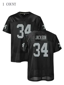 Men's Vintage American Football Jersey, Classic Throwback Jersey, Breathable Embroidered Sports Shirt for Training & Competition, V-neck Football Jersey for Outdoor Sports, Breathable Athletic Top