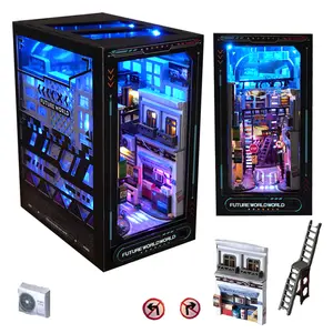 Near Future DIY Exquisite Ornaments 3D Miniature Dollhouses Bookshelf Room Decorations Mini Craft Kits Living Room Tabletop Decorations Holiday Gifts for Thanksgiving Halloween Christmas Birthdays Tools Glue Batteries Not Included