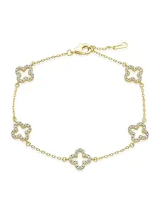 14K Gold/Silver-Plated Four-Leaf Clover Tennis Bracelet, Lucky Four-Leaf Connection Bracelet, a Fashionable Jewelry Suitable for Women's Daily Wear, Dates and Special Occasions, Elegant Jewelry Bracelet