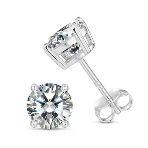 S925 Sterling Silver Synthetic Moissanite Stud Earrings For Women Men Unisex Fashion Simple Style Jewelry Daily Wedding Anniversary Birthday