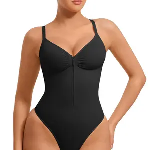 FeelinGirl #Live1 Seamless Covered Bust Jumpsuit Thong Bodysuit Peach heart collar Fit Womenswear Comfort Shapewear Breathable Comfortable Day Tummy Tuck Garment Shaper Clothes Smooth Zipper Spaghetti Strap Springtok