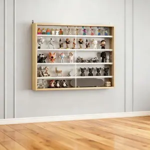 Bellemave 5-Tier Wall-Mounted Glass Door Cabinet, Indoor Cupboard with Adjustable Shelves for Playroom, Bedroom, White