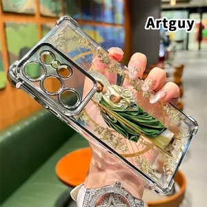 Compatible with Samsung Galaxy S23 Ultra S24 Plus S25 S22+ FE Edge Phone Case Saintly Radiant Guardian Pattern Four-Corner Drop-Resistant Electroplated Transparent TPU Soft Trendy Cover