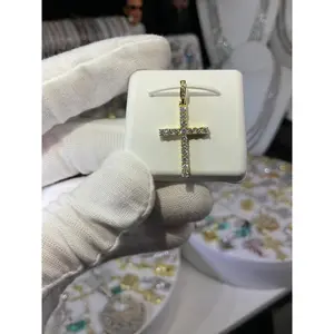 1.0ctw Vermeil Moissanite Tennis Cross Pendant