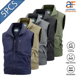 5PCS Multi-Color Utility Vests |   Zipper Pocket Sleeveless Outdoor Jackets for Men