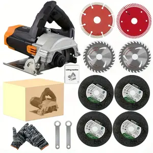 New quartz cutting machine with plug, mason's saw, electric circular saw, handheld saw, portable saw, power tool, corded power tool, professional high-power electric circular saw for stone, woodworking quartz cutting, stone and metal cutting.