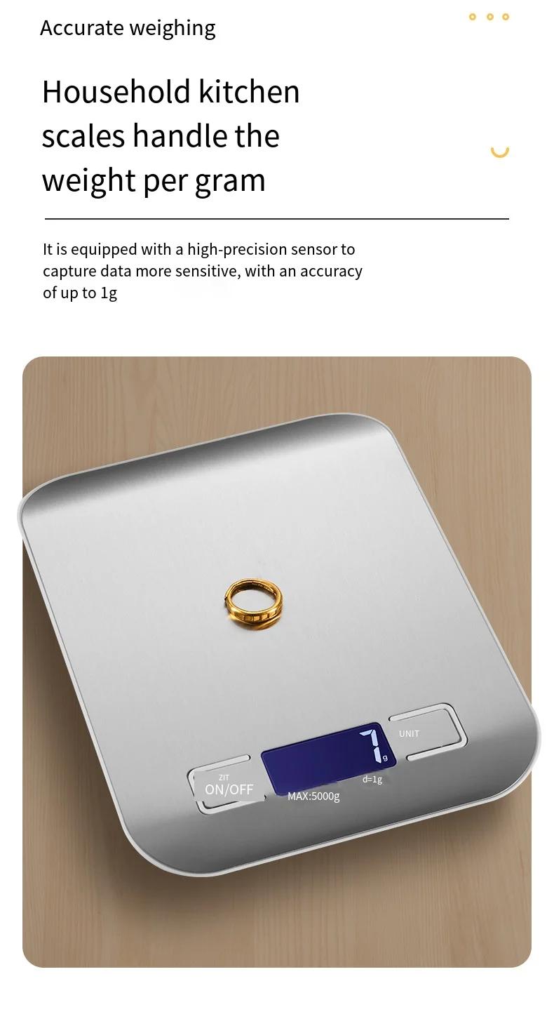 5kg/1g Multifunction Electric Digital Kitchen Food Scale LCD Display, High Precise Waterproff Measuring Scale Stainless Steel 5kg/1g Multifunction Electric Digital Kitchen Food Scale LCD Display, High Precise Waterproff Measuring Scale Stainless Steel