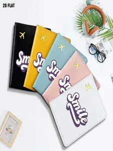 Whimsical Cheerful "Smile" Print Passport Holder, One Size with Multiple Specifications Available, Stylish Travel Storage Accessory, Perfect for Storing Passport & Travel Documents During Daily Travel & Trips