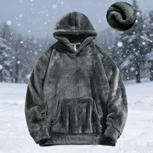 A men's hooded fleece jacket, featuring a stylish warm look. The hooded design is simple and practical, while the fleece fabric adds warmth and coziness to the outfit. Large pockets add details, making it comfortable and not tight to wear. Suitable for EV