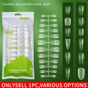 120pcs/bag Ballet False Nail Fully Transparent Acrylic Nails Set Press on Nails Tips Mixed Size Faux Ongles Fantaisie