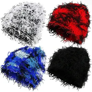 Distressed Knitted Beanie Fuzzy Winter Hats Thick Warm Beanies Snow Hats Skull For Women Men Outdoor Ski Knit Cap