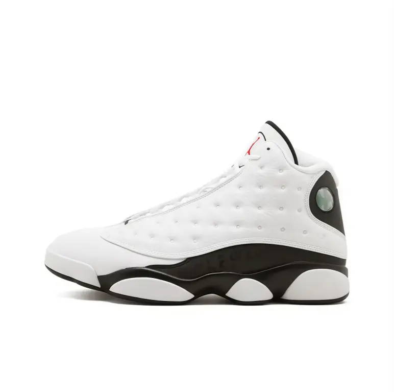 High top leather basketball sneakers white black upper padded ankle support shock cushion outsole street matching outdoor training unisex daily ootd breathable fashionable casual footwear