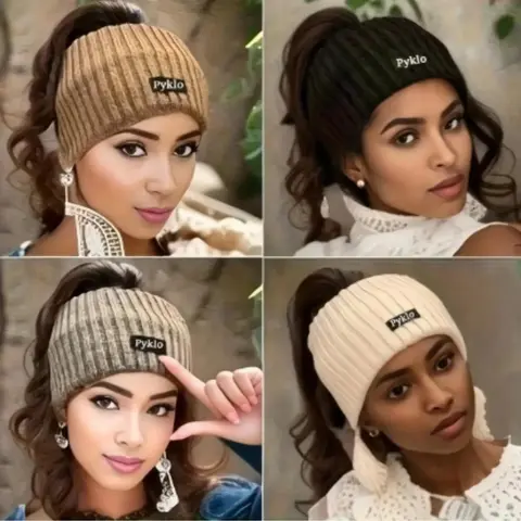 Women’s 4-Pack Knitted Yoga Hairbands - Soft Fringe, Knotted Zigzag Design, Sweat-Wicking Ear Covers, Stretch Sports Accessory for Gym Workouts & Daily Use, Sohochic