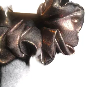 Brown Leopard Metallic Print Scrunchie - Stylish Hair Accessory with Unique Leopard Pattern