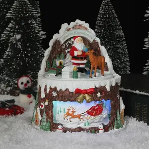 Christmas Village Music Snowball Ornament with Rotating Train, Collectible Building Decor, Includes 8 Songs and LED Lights, Perfect for Holidays