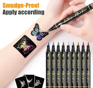 10Colors Temporary Tattoo Pens Set,Waterproof and Sweatproof Long-lasting Body Art Markers for DIY Designs,Multi-Color DIY Face,Arm&Body Art,Easy to Remove,Perfect for Parties&Festive Gifts,fake tattoos,temporary tattoos Fun Cosmetic All Ages Kit Makeup