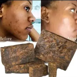 African Raw Pure Black Soap - Natural Soap with Brown and Black Texture, Non-Gel, Suitable for Daily Use