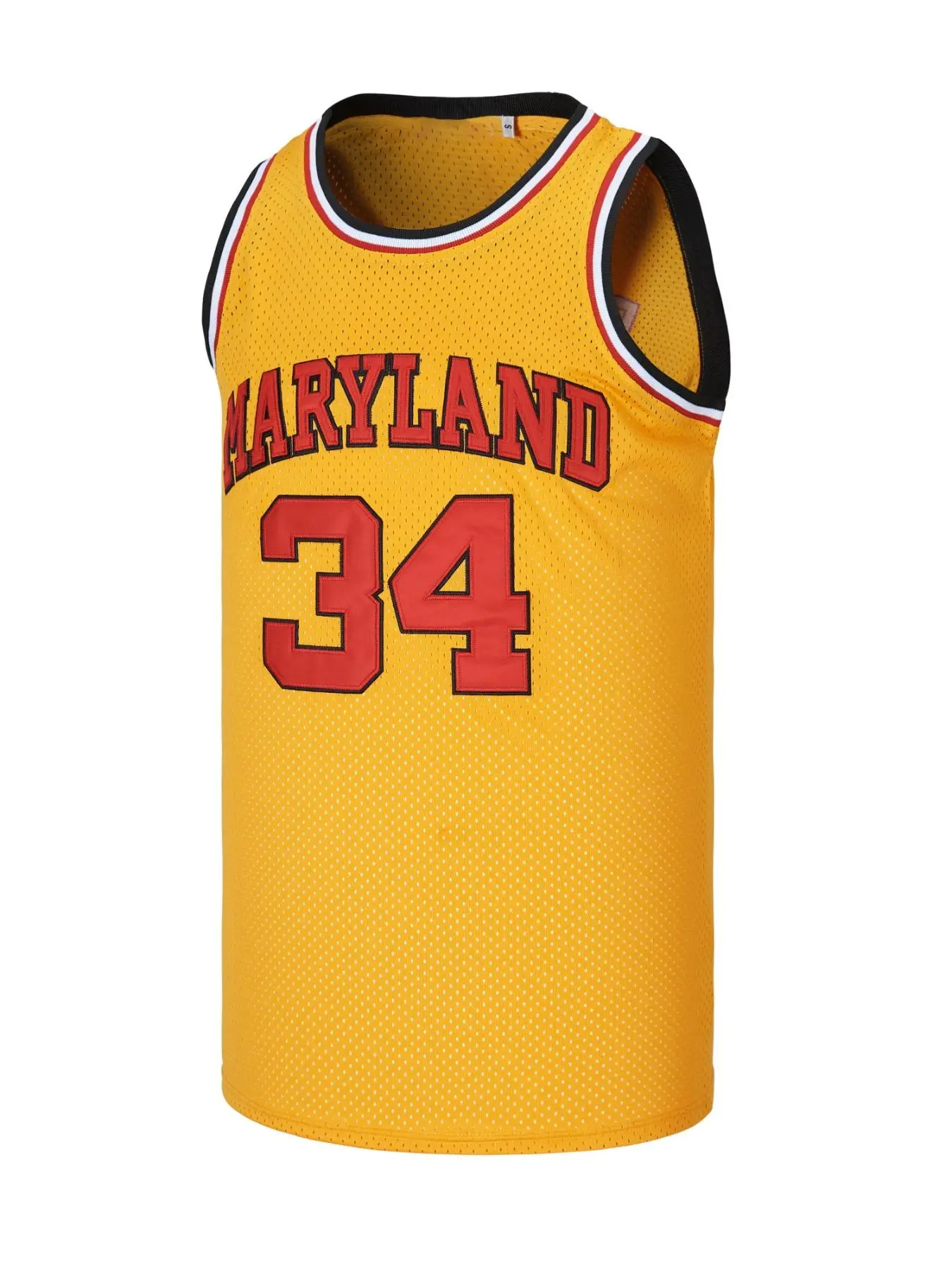 Men's Len Bias #34 Retro Yellow All-Stitched College Basketball Jersey - Breathable, Lightweight Polyester, S-XL Sizes for Sports