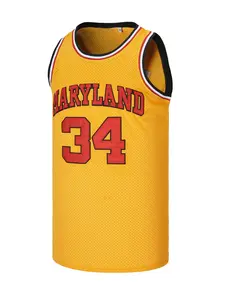 Len Bias 34# College Basketball Jersey All Stitched Retro Throwback Yellow