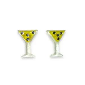 Itty-Bitty Martini Earrings by Lipstick & Chrome stud  earrings