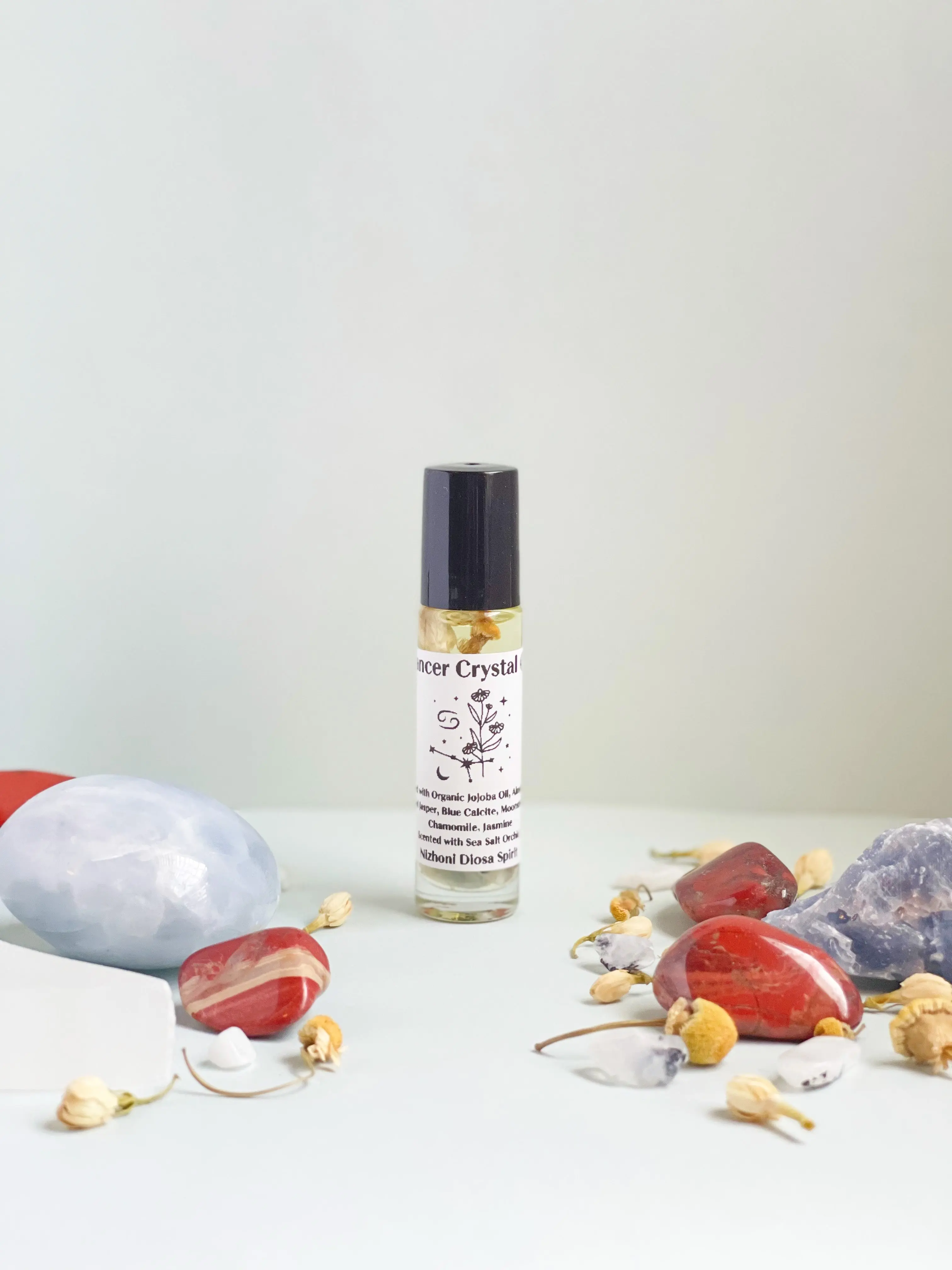 Cancer Crystal Oil for Body Care - Clairvoyance & Grounding Support, Mineral-Infused Aromatherapy Oil for Homebodies