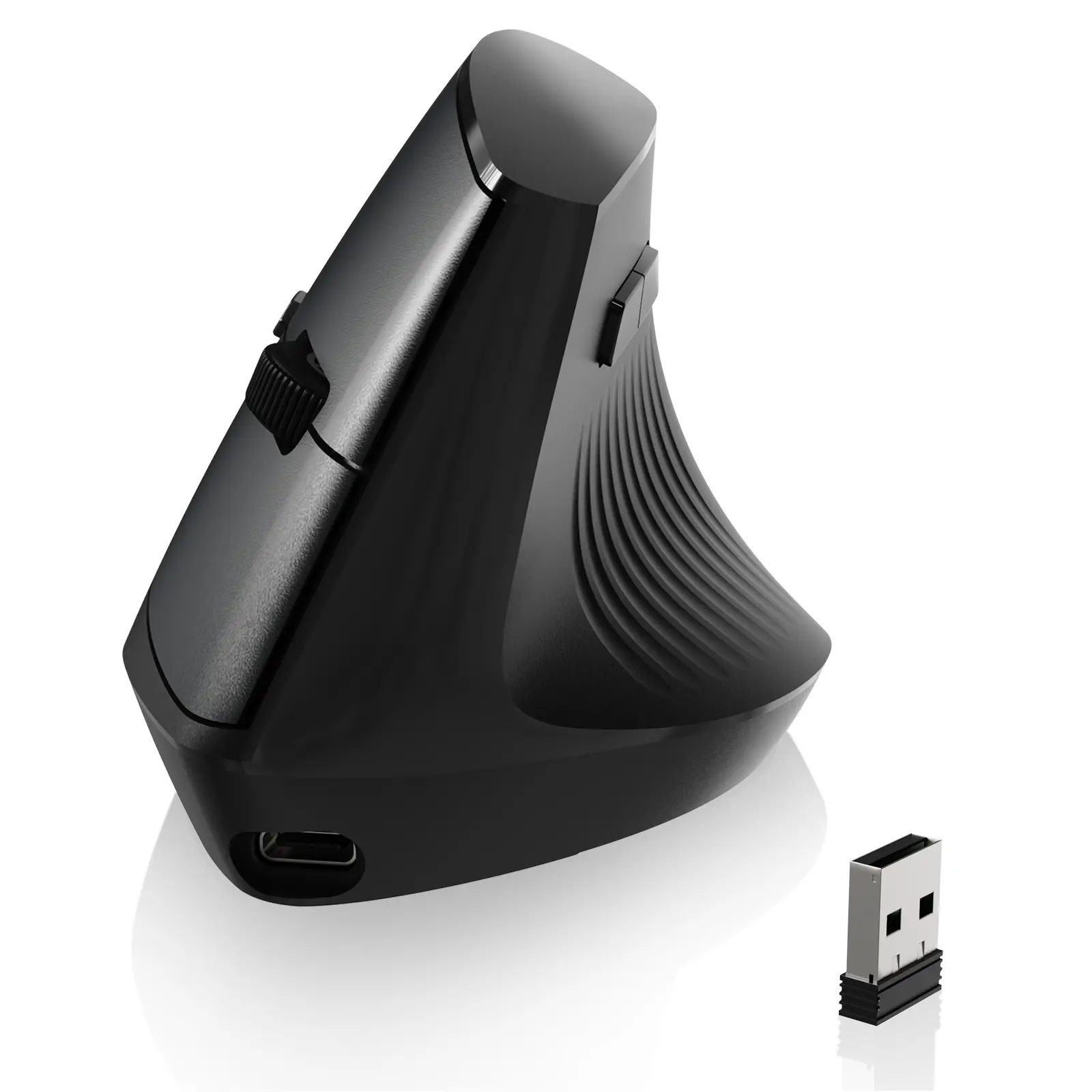 A.JAZZ I300 Wireless and 2.4G Rechargeable Wireless Mouse,Ergonomic Vertical Design Optical Mouse Computer Mice,800/1200/1600 DPI,Quiet Clicks,84G Lightweight for Laptop, Desktop, PC