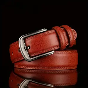 Premium Genuine Leather Belt - Stylish Alloy Pin Buckle for Men & Women Luxury Jeans Belt, Ideal Business Casual Wear A Durable and Fashionable Gift Choice  Brown Styling