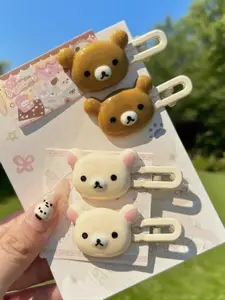 Cute Cartoon Bear Hair Clips Set, 4pcs Duckbill Clasp Hairpins, Claw Clips, Transparent Candy Color, Fashion Accessories for Women & Friends