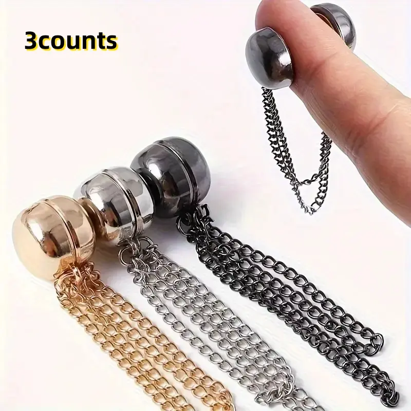 Adjustable Magnetic Buttons for Clothing, Pants, 3-Piece Set with Fixed Sewn Edges, Secure Fastening, Adjustable Fit, Versatile Use, Ideal for Waistband Fastening & Styling, Multiple Options, Aesthetic Appeal