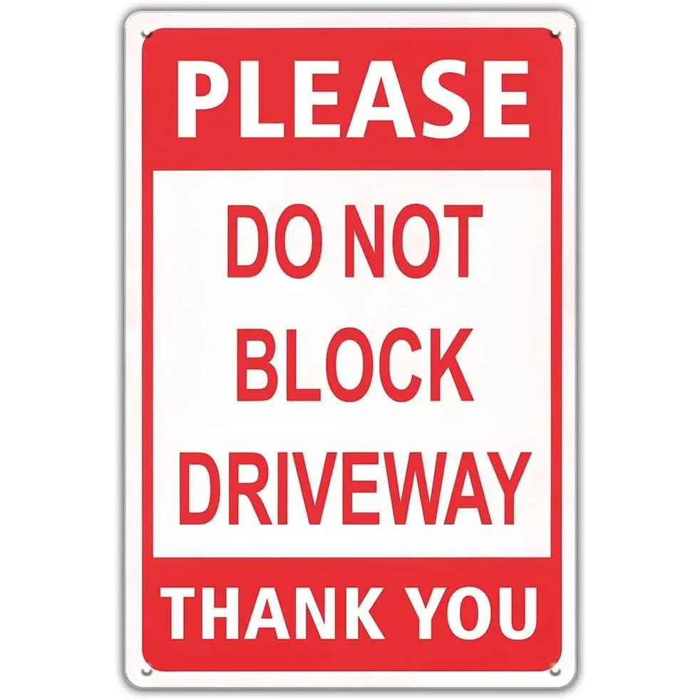 8x12 in Rust-Free Lightweight Aluminium Metal Do Not Block Driveway Sign - UV-Protected, Weatherproof Signage for Gate, Road, Garage