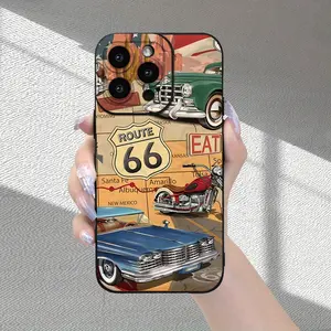 Route 66 Travel Pattern Phone Case with a Premium Matte Feel, Newly Popular, Offers Full Lens Protection, Shockproof, Drop-Resistant, And Fingerprint-Proof. Compatible with Iphone 16/15/14/13/12/11/X/XR/XS/8/7/SE Mini Plus Pro Max Series. It Makes a Great
