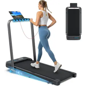 Folding Treadmill with Incline,320+ lbs Capacity Portable Treadmills with Handlebar, Under Desk Treadmill for Home Office,Low Noise Walking Pad with Smart Voice Control for Jogging Running