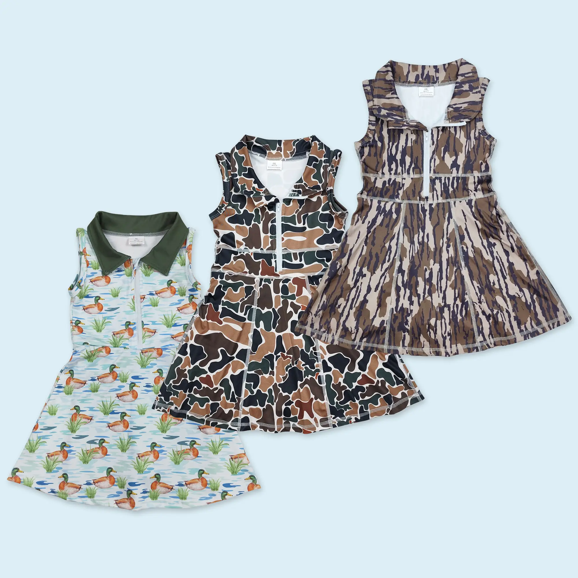 Girls camouflage summer active wear yoga dress quick dry dress