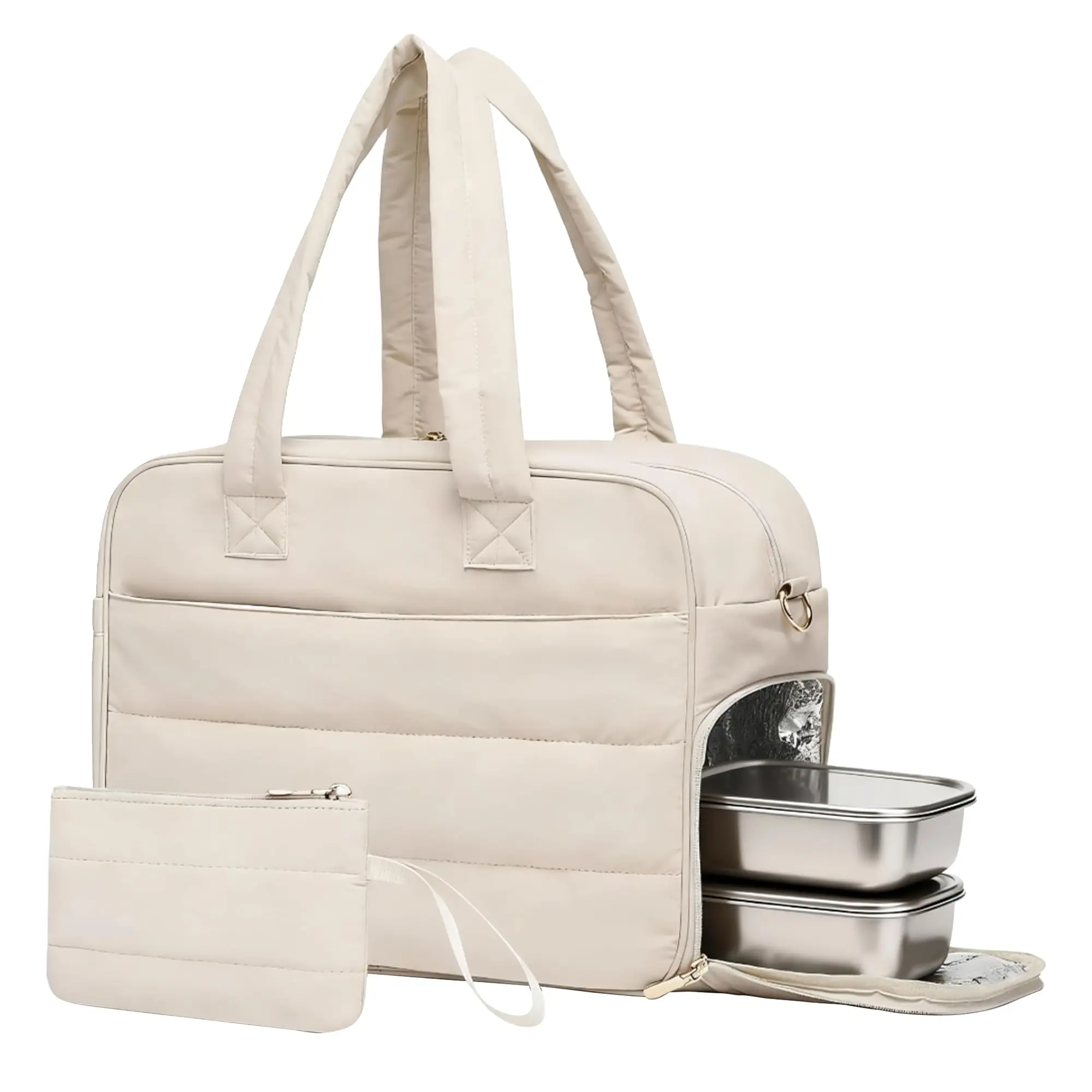 Garvee 3-in-1 Work Lunch Bag for Women: Large 17.3-inch Padded Thermal Bag with Laptop Compartment, Detachable Portfolio, and Strap for Office, School, Travel