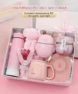 Luxury Pink Premium Gift Box – Mug Warmer Set, Insulated Bottle, Mini Humidifier, Towel Bear & More (Full Gift Set)