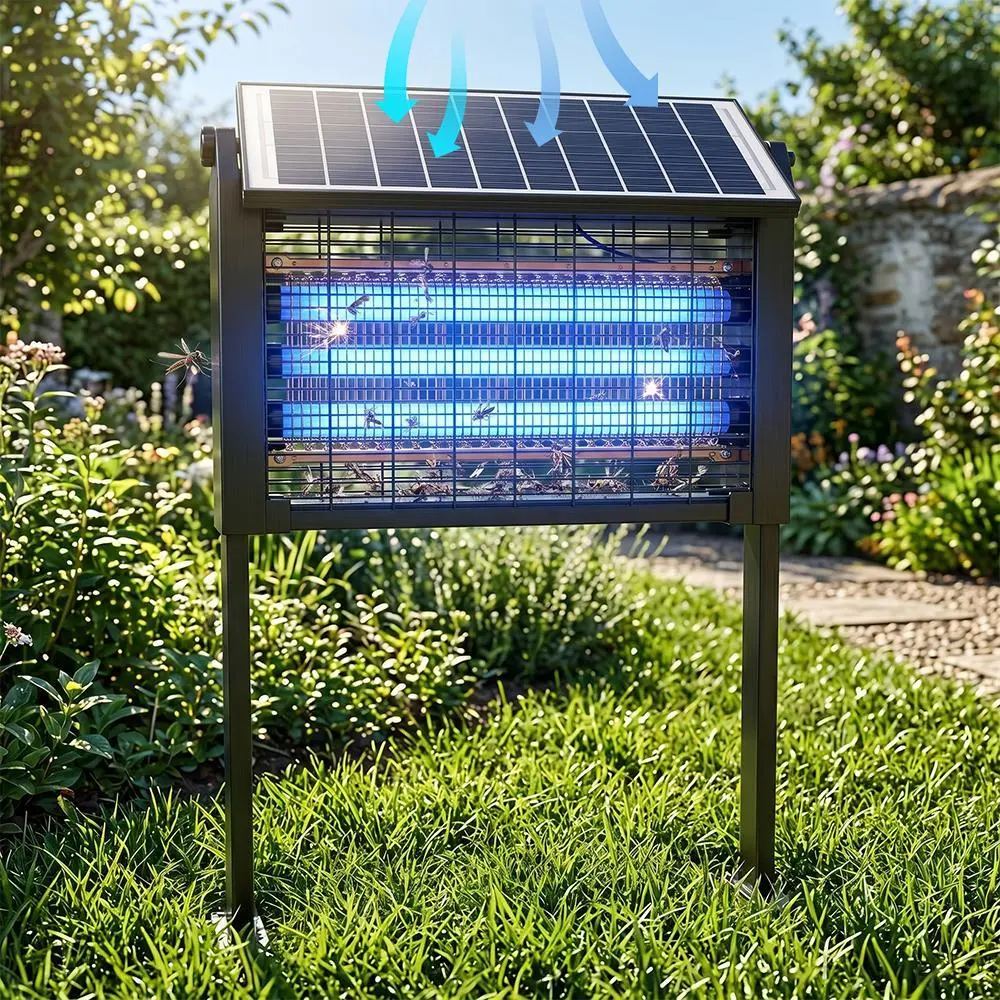 【ToolUpgrade】Solar-Powered Waterproof Wireless Mosquito Killer, Smart Light Sensor Rechargeable Bug Zapper with ABS+Alloy Build, Insect Trap for Patio, Indoor Home Use