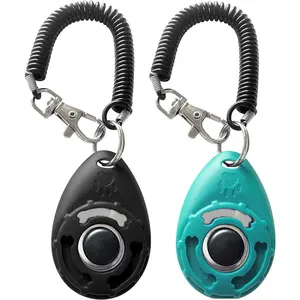 Pet Training Clicker with Wrist Strap - Dog Training Clickers (New Black + Blue) HoAoOo