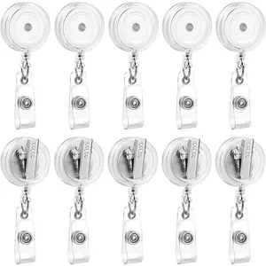 50 Pack Badge Reels Retractable with Swivel  Clip Retractable Badge Holder Reels for Students, Teachers, Office Workers (Translucent Clear)