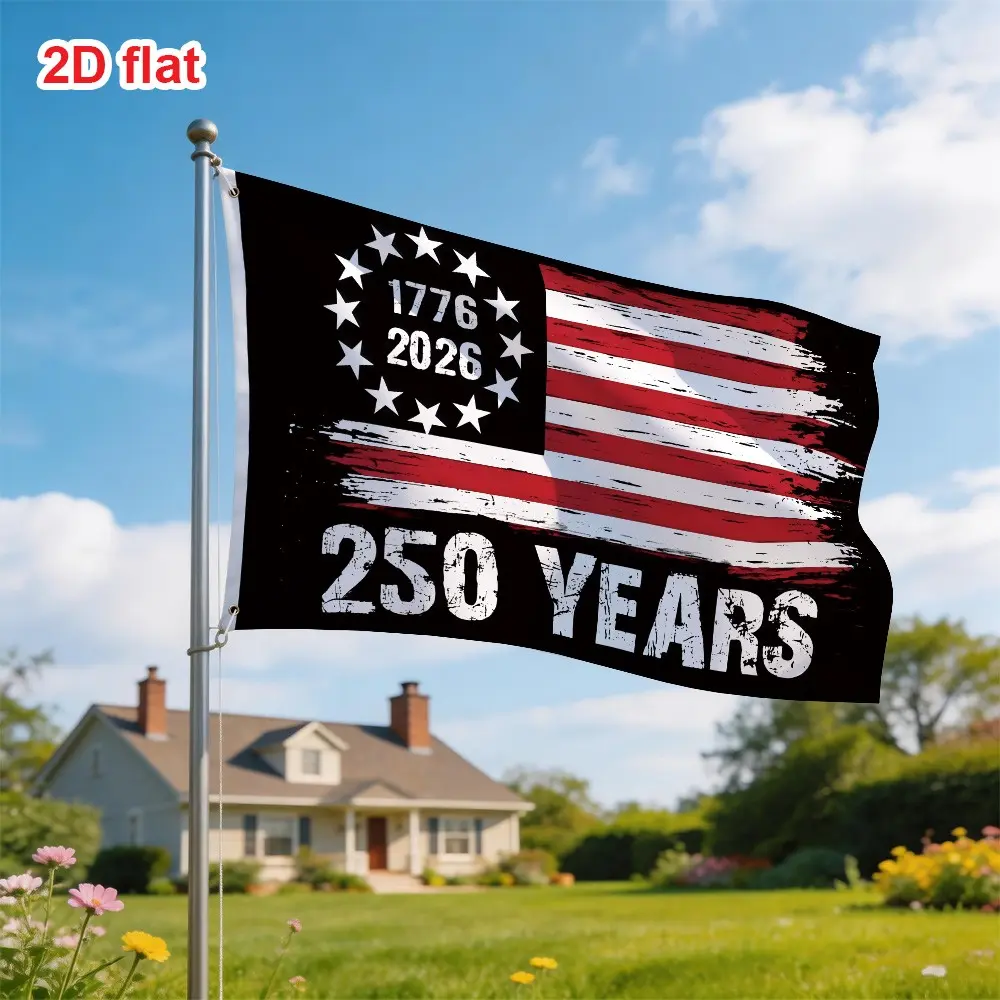 2D Flag Banner, USA Independence Day 250th Anniversary Flag, 150 cm x 90 cm, Patriotic Design Outdoor Garden Decoration, Garden Flags, Outdoor Durability