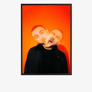 Mac Miller Poster – Vibrant Double Exposure Rap Art Print for Wall Decor