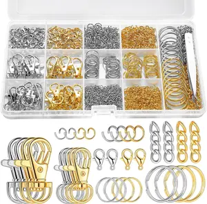 BESARME 1130PCS Keychain Making Kit Jump Rings for Jewelry DIY Key chain Supplies with Keyrings Bulk, Metal Lobster Claw Clasp, Swivel Snap Hook, Extender Chain for Crafts Accessories（Gold and Silver）