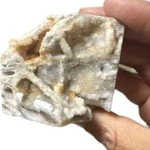 Celestial Druzy Agate Cube Natural Chalcedony Agate with Sparkling Druzy Quartz Pockets Ethically Sourced One-of-a-kind Piece for Energy Grounding Emotional Balance