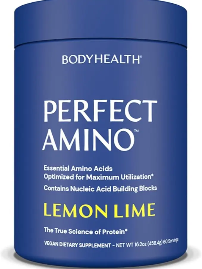 BodyHealth PerfectAmino Powder - BCAA and EAA Powder for Pre and Post Workout - Amino Acid Energy Drink for Men and Women to Support Lean Muscle and Recovery - Vanilla - 60 Servings