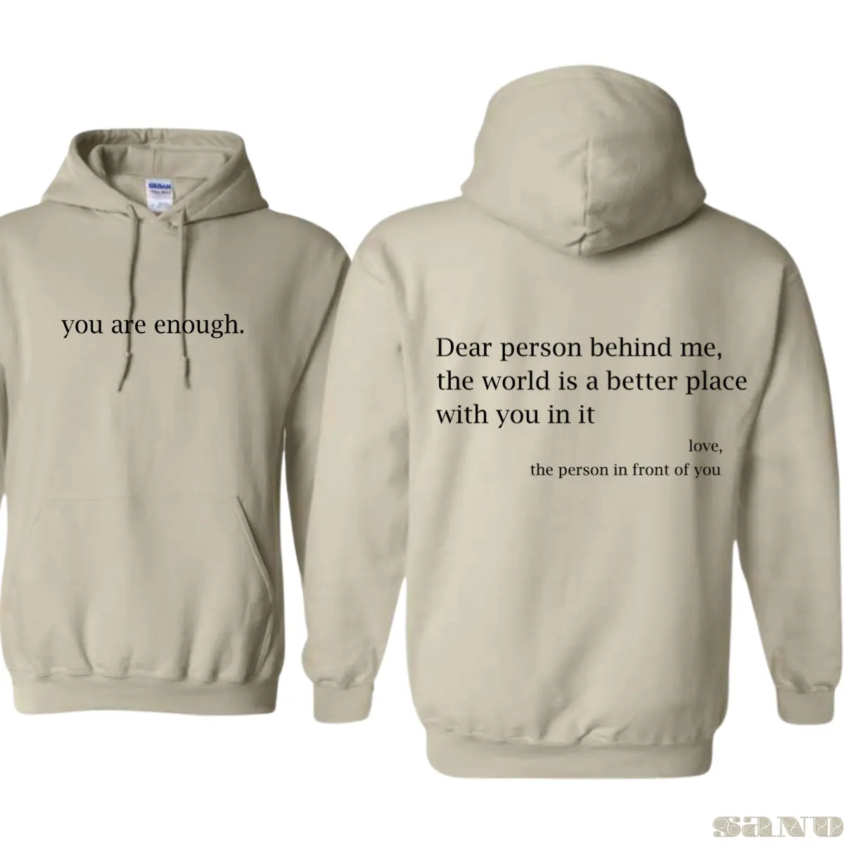 You Are Enough Hoodie - Dear Person Behind Me Inspirational Mental Health Graphic Pullover Sweatshirt, Kindness Encouragement Gift Menswear Tops