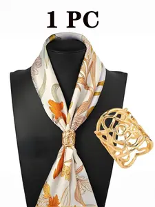 New High-End Versatile Hollow Rose Flower Scarf Clip, Alloy Round Bucket Shawl Scarf Clip, Elegant Women's Accessory