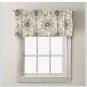 Kitchen Valance Window Curtain 18 inch, Sunflowers Window Treatment Short Topper Curtains for Decorations